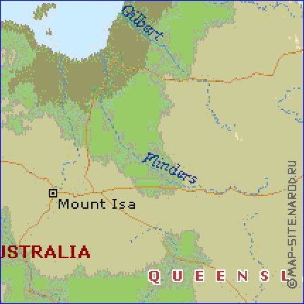 mapa de Queensland em ingles