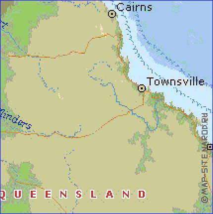 carte de Queensland en anglais