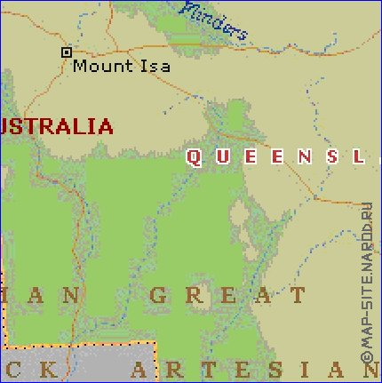 mapa de Queensland em ingles