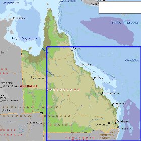 mapa de Queensland em ingles