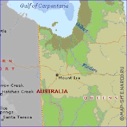 mapa de Queensland em ingles