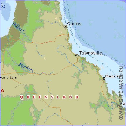 mapa de Queensland em ingles