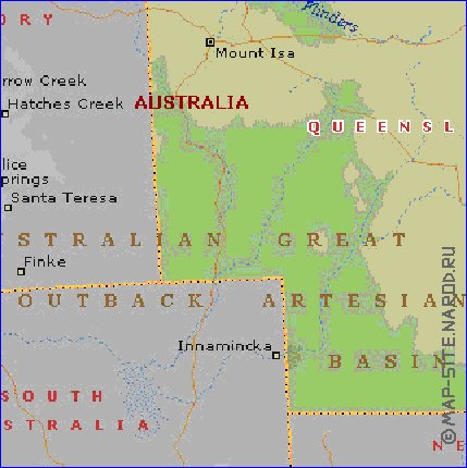 mapa de Queensland em ingles