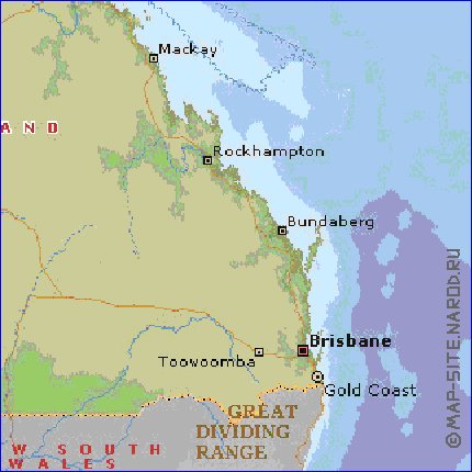 mapa de Queensland em ingles