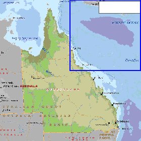 mapa de Queensland em ingles